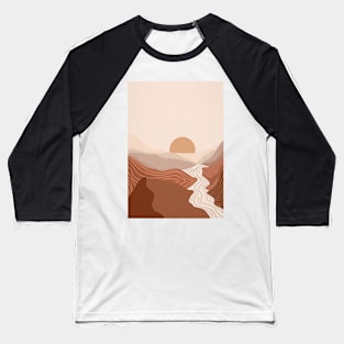 Abstract Bohemian Sunset Painting 6, Abstract Mountains Illustration Baseball T-Shirt